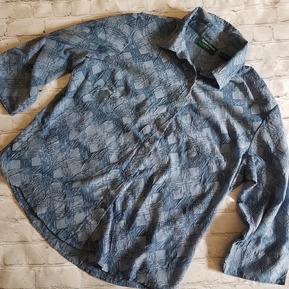 Lemon Grass Studio Blue Button Up Blouse